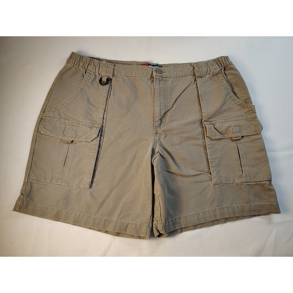 Reel Legends Men's Khaki Canvas Cargo Shorts Utility Outdoor Fishing Size 42